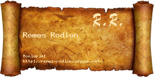 Remes Rodion névjegykártya